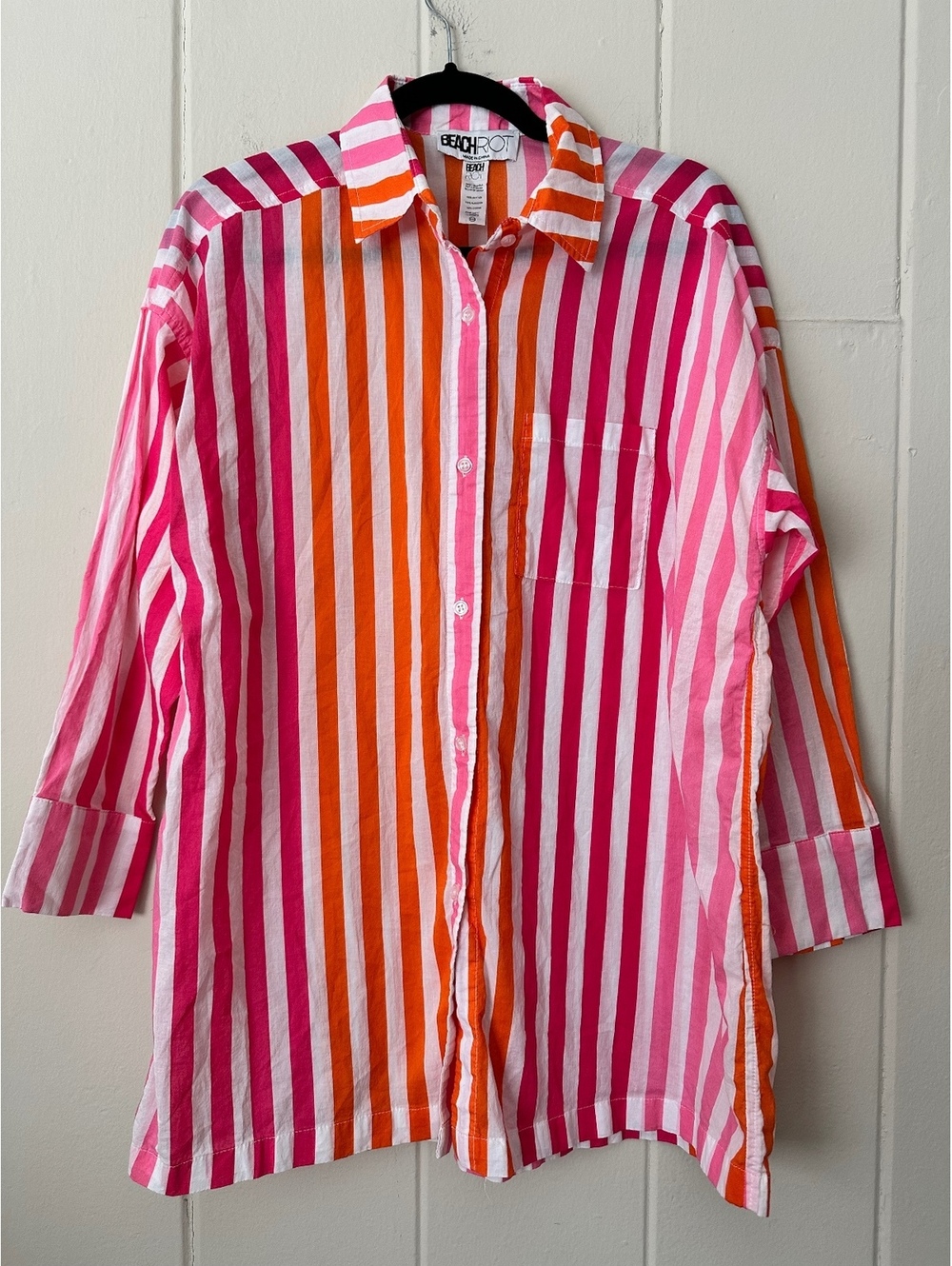 Beach Riot Sunset Stripes Alexa Button Up Top 100% Cotton Shirt Sz Small/Medium